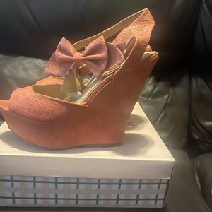 Women's coral Orange Platform Sandals